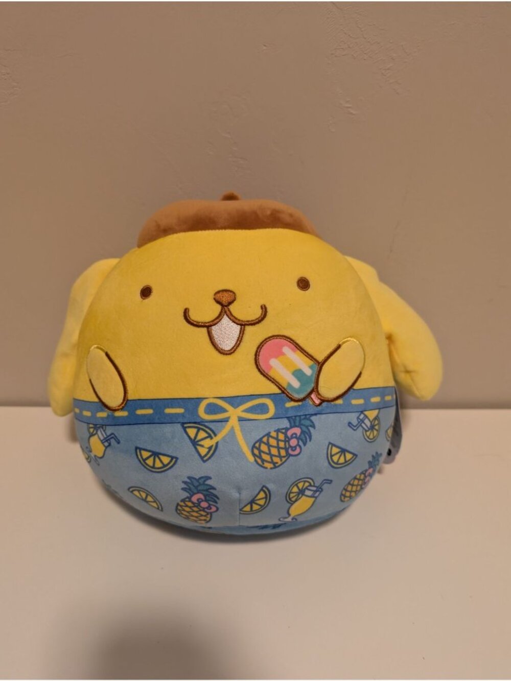 Sanrio 2023 Pompompurin Squishmallow Plush Toy Yellow & Blue